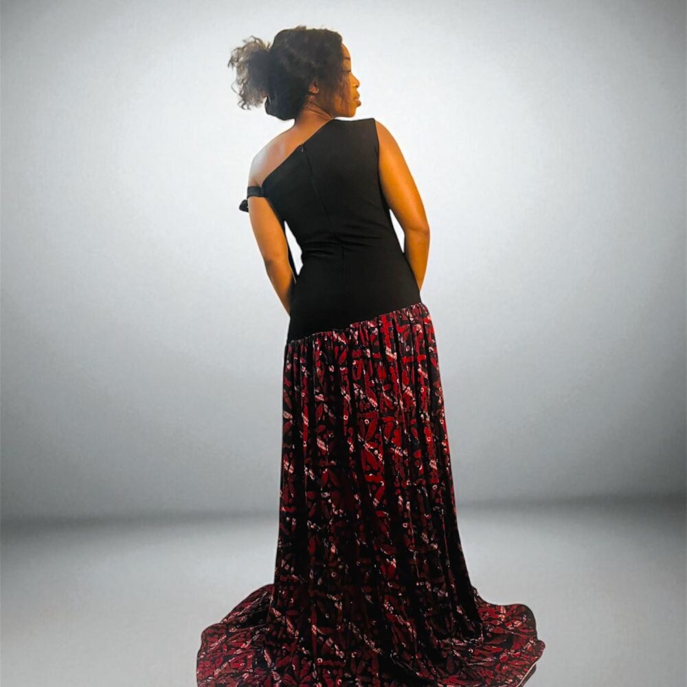 Robe Longue Ovale en Adire