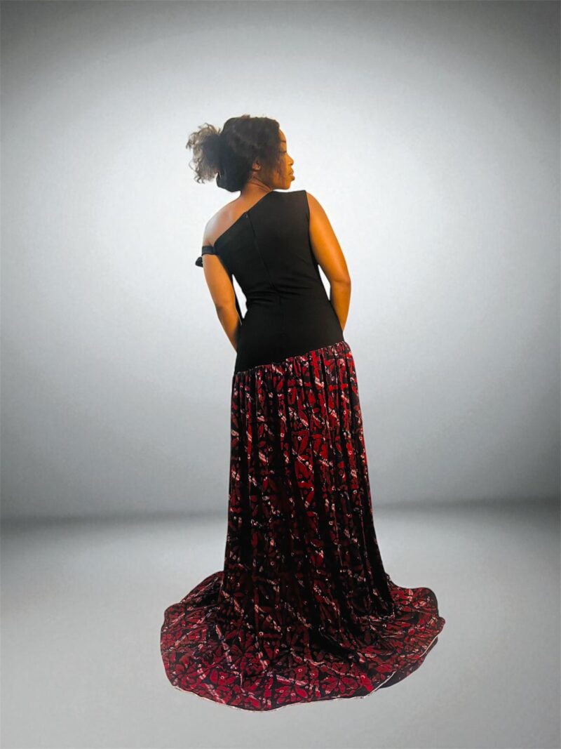 Robe Longue Ovale en Adire