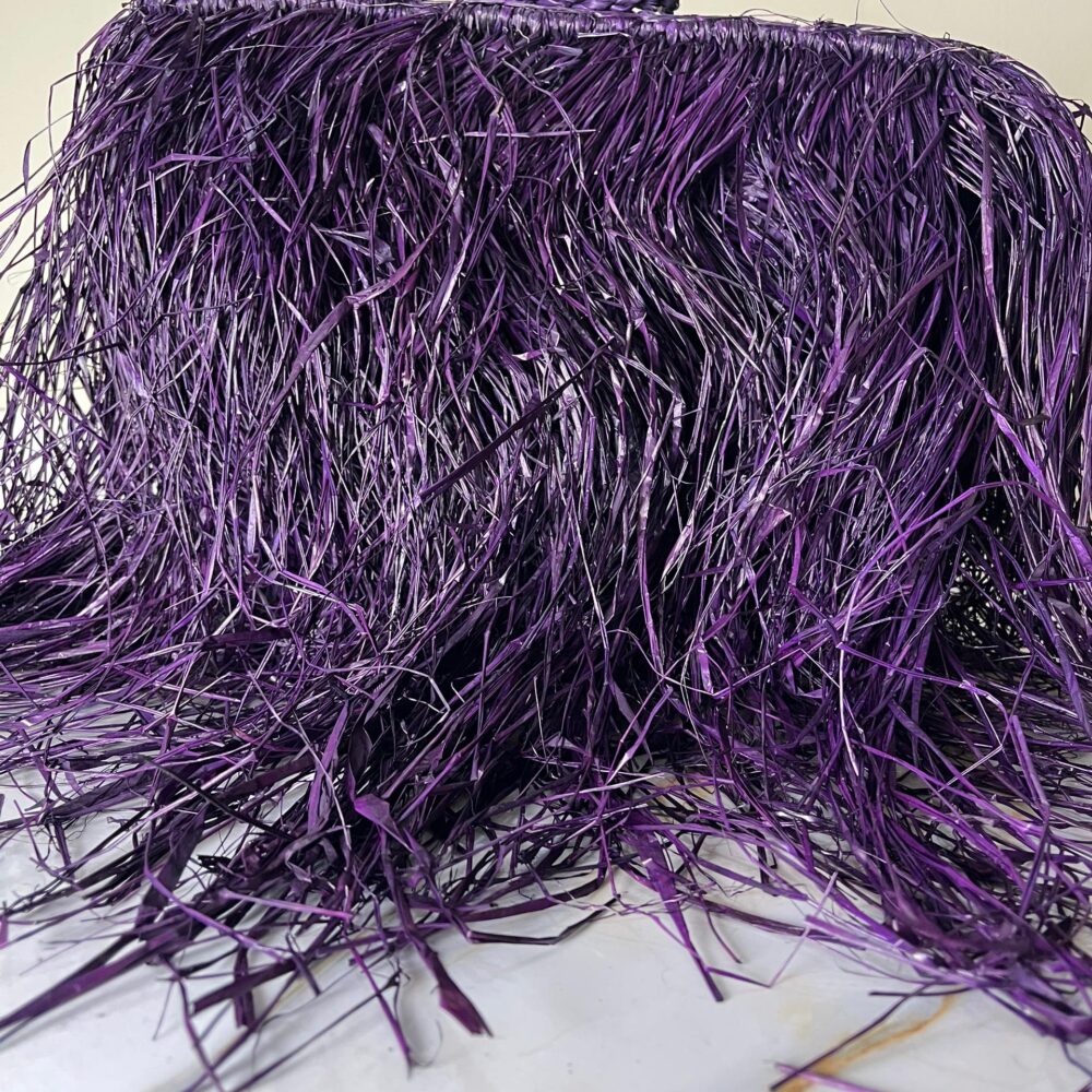 Sac en Raphia- Violet  Jaune Beige