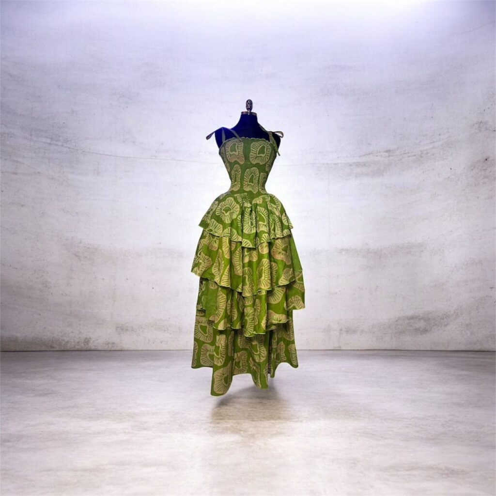 Robe Maxi  à Volants et Bustier Smocké