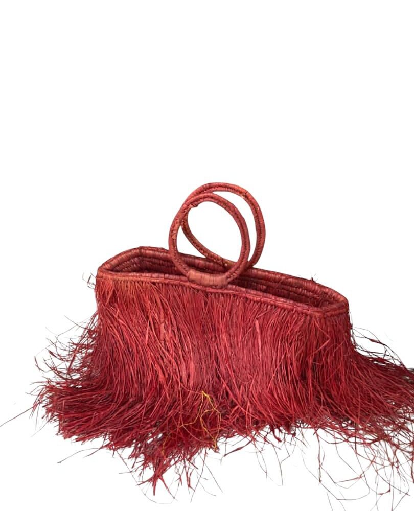 Sac en Raphia Rouge vin