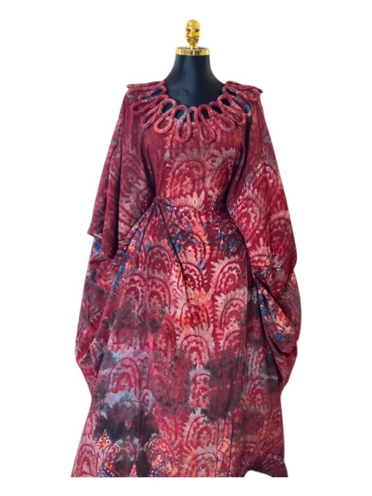 Robe Boubou "Col Natte" en Adiré