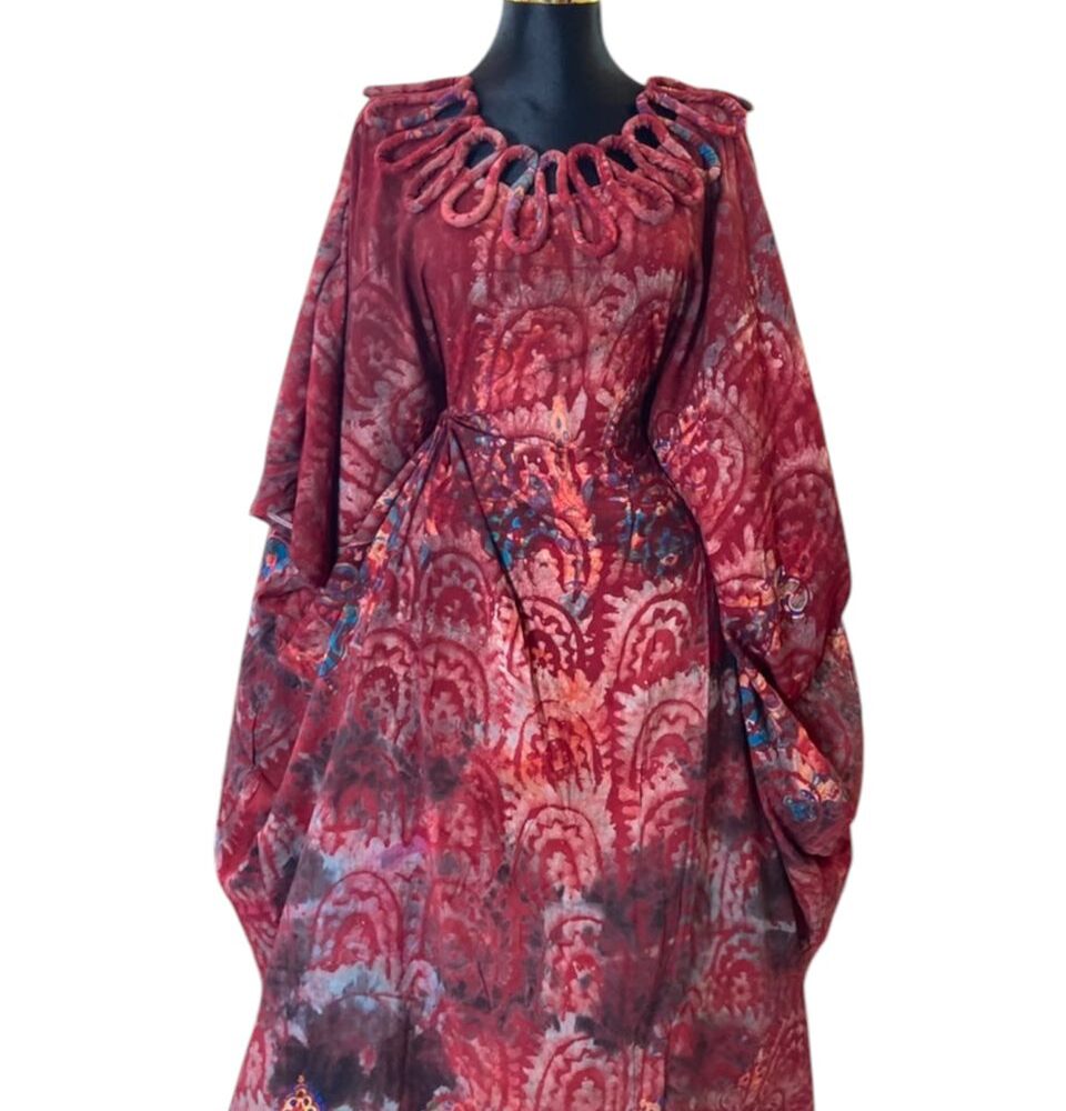 Robe Boubou "Col Natte" en Adiré
